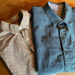Linen and Cotton Denver Hayes Medium Short-Sleeve Button-Down Shirts (2)